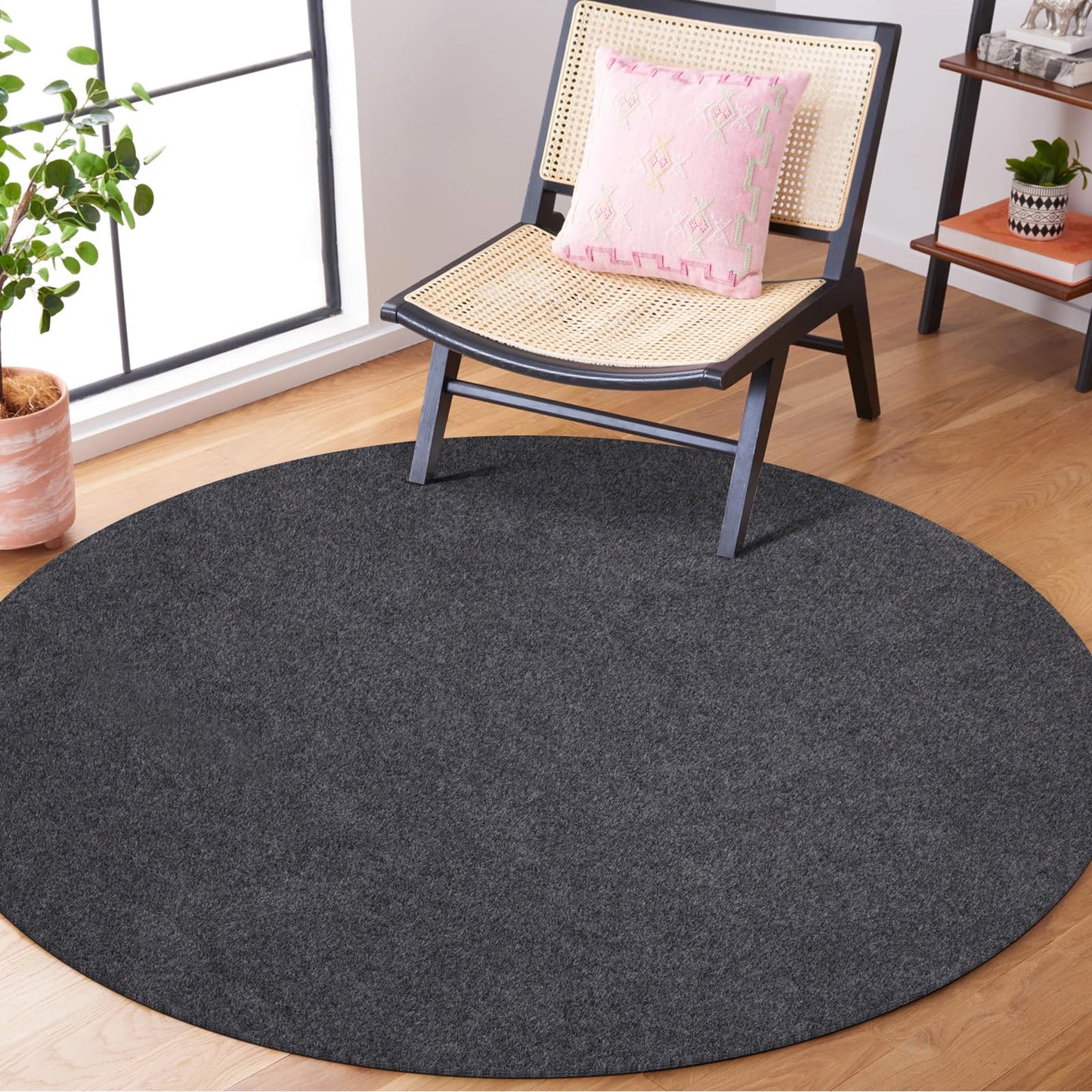 NENSIUM Rug Pad 3' Round Non Slip for Hardwood Floors, 1/8” Extra Thick Waterproof Felt Carpet Pad, Low Profile Underlay for Area Rugs, Safe for LVP & All Floor Finishes, Odorless & Soundproof