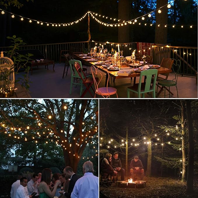 40FT LED Outdoor String Lights Waterproof, G40 LED Globe Outdoor Lights for Patio with 27 Edison Vintage Shatterproof Bulbs, Connectable Backyard Light for Garden, Bistro, Porch, Cafe
