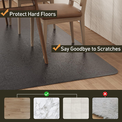 ZPAI Area Floor Mat for Home, 5'×7' Large Black No Slip Waterproof Vinyl Area Rug for Dining Room, Spill Resistant Hard Floor Protector Cover for Mud Room, Easy Clean Splat Mat for Under High Chair