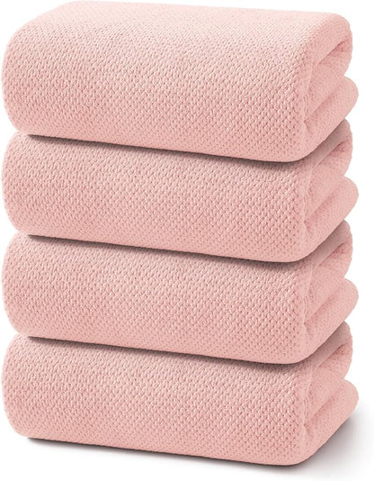 REDKISS 4 Pack Pink Bath Towels, 35 x 70 in Extra Large Coral Fleece Bath Towel