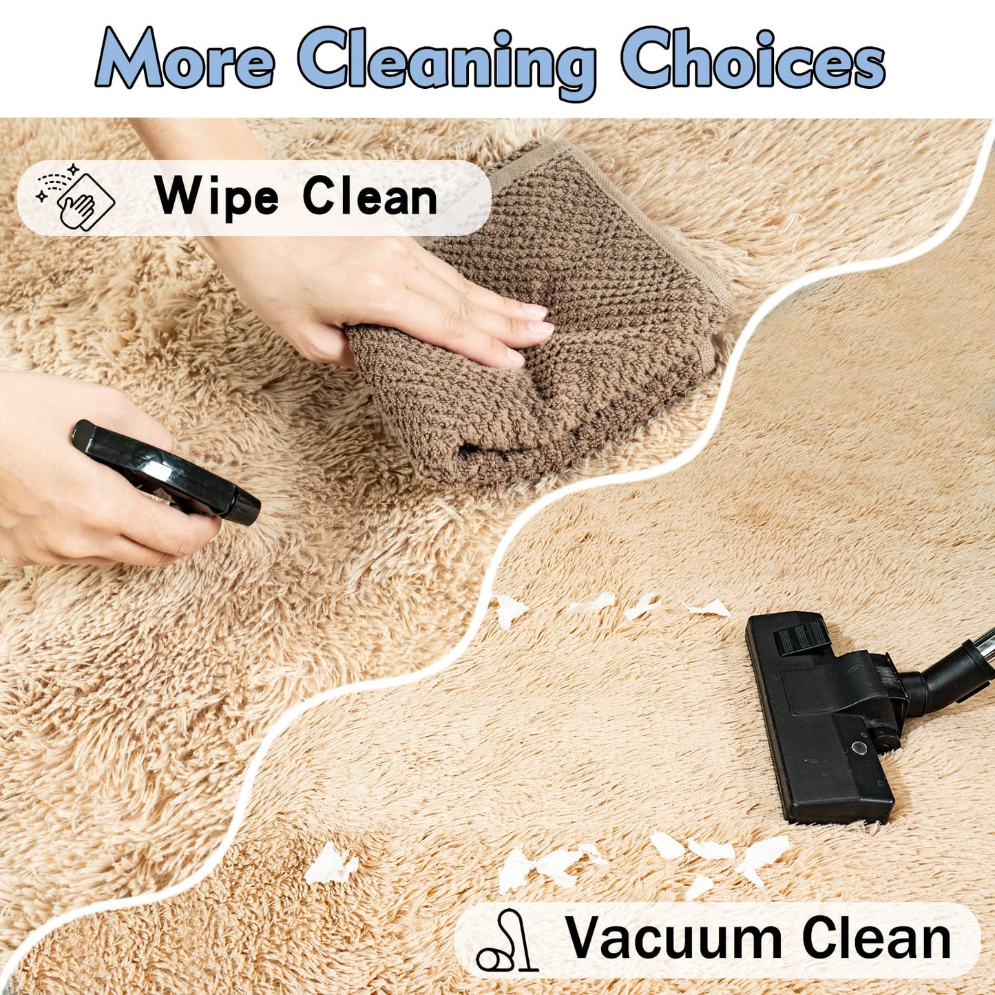 Rezutan Fluffy Rug for Living Room Bedroom Soft Modern Shaggy Fuzzy Kids for Living Room, Cute Room Decor, Plush Indoor Nursery Home Decor Bedside with Non-Slip Bottom, Beige, 4 X 6 Feet