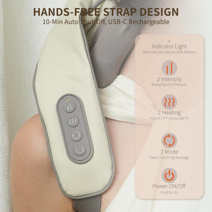 Breo N5 Mini Neck Massager with Heat, Electric Massager for Neck & Shoulder, Shiatsu Shoulder Massager