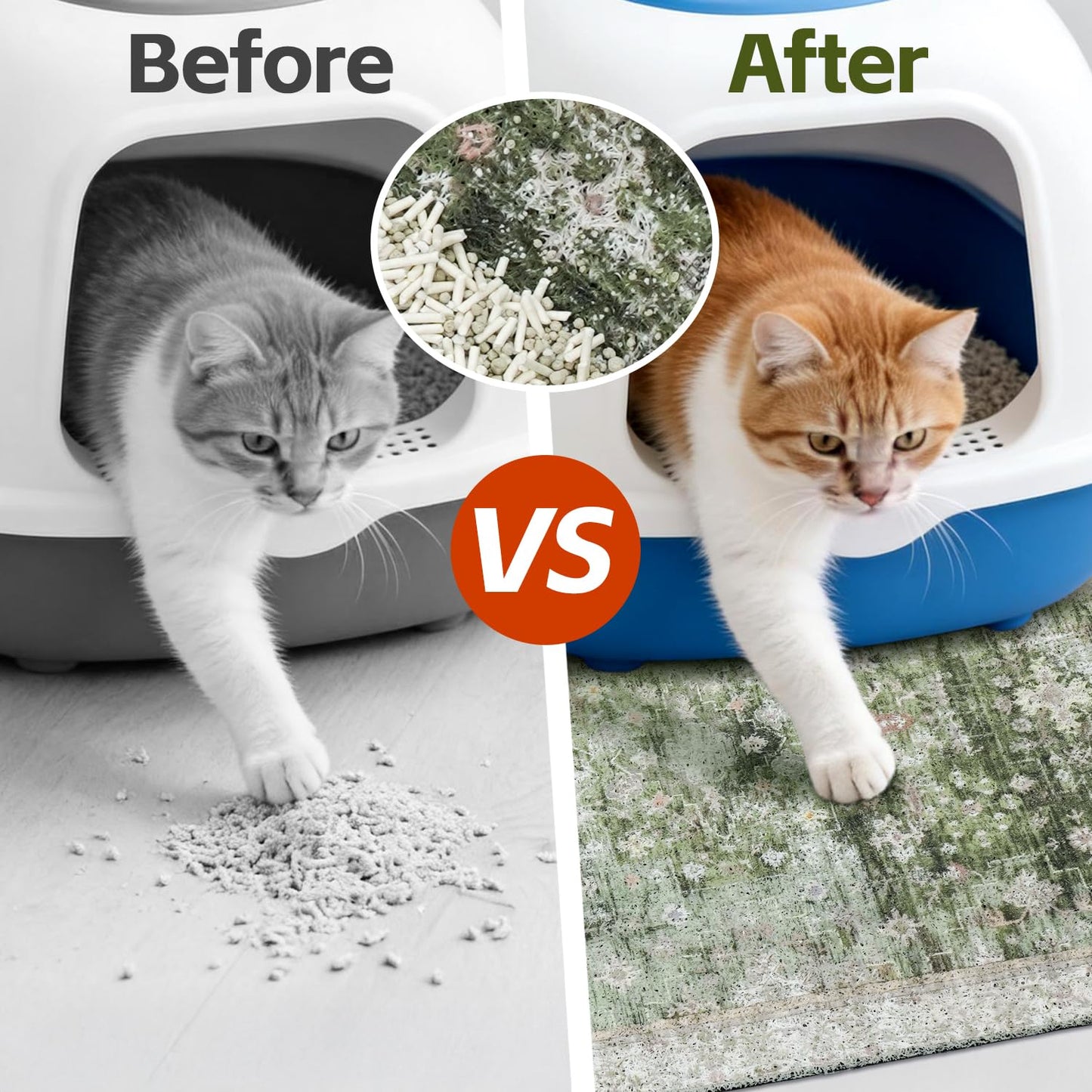 Qyasdhnx Cat Litter Mat Litter Trapping Mat, 24"x15" Waterproof Urine Proof Litter Box Mat Catcher Mat Non-Slip Washable for Kitty Kitten, Green