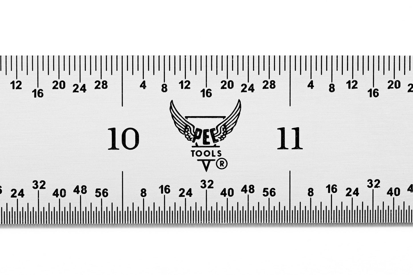 PEC Tools Rigid Metal Ruler, 12"/300mm High-Precision Steel Rule with Satin Chrome Finish, English & Metric Graduation (1/32", 1/64", 0.5mm, 1.0mm), Fully Hardened and Tempered, Made in USA