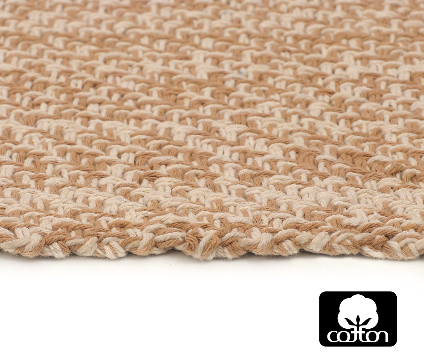 COTTON CRAFT Woven Area Rug - Reversible Boho Farmhouse Rustic Cotton Throw Rug Carpet with Fringe - Machine Washable Accent Mat for Bedroom Living Room Entryway Bathroom Dorm - 22x34 - Tan Natural