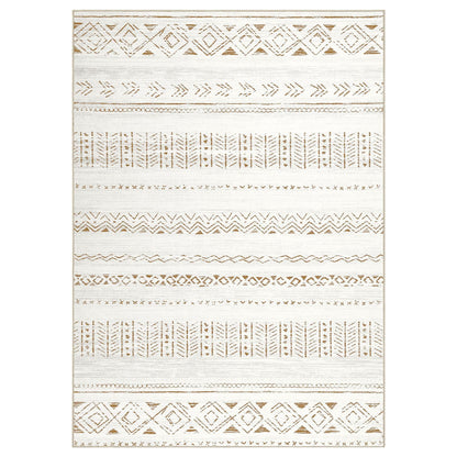 cotiled 5x7 Area Rugs Living Room Rug: Washable Boho Rugs with Non Slip Backing Large Soft Indoor Stain Resistant Carpet for Bedroom Farmhouse Dining Room Lightweight Home Decor L Brown/Cream