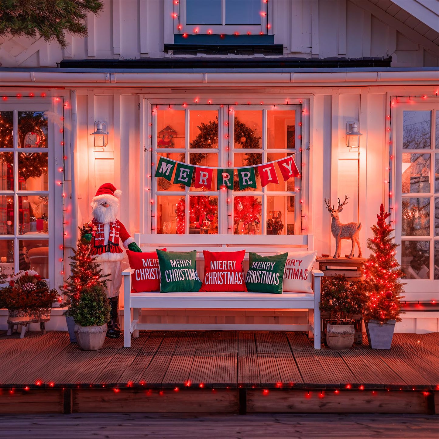 JMEXSUSS 2 Pack 100 LED Red Christmas Lights for Valentines, Each 33 FT Christmas Lights Battery Operated, Red Battery Light Indoor Outdoor Waterproof for Tree House Valentines Porch Yard Decor