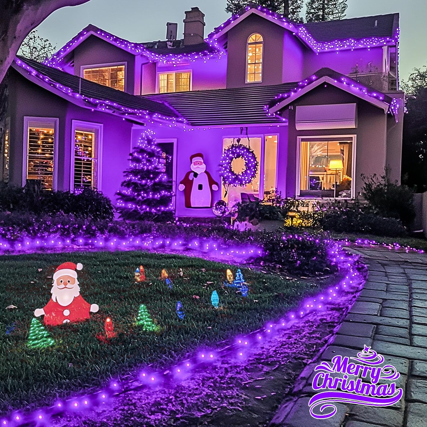 JMEXSUSS 200 LED 66ft Purple Christmas Lights, Connectable Purple String Lights Plug in, 8 Modes Outdoor Christmas Light for Tree Outside Indoor Patio Party Ceiling Room Xmas Decor