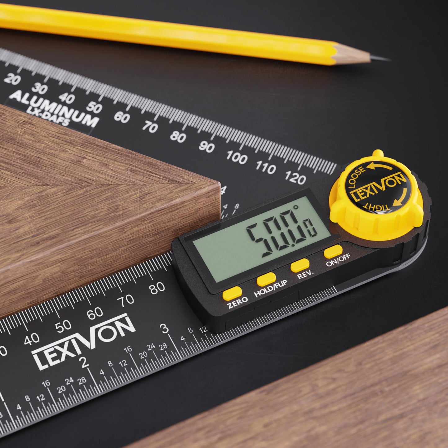LEXIVON Aluminum Digital Angle Finder Gauge, 10-inch/250mm Multi-Purpose Protractor, Includes XL Display and Rugged Zippered Pouch (LX-DAF10)