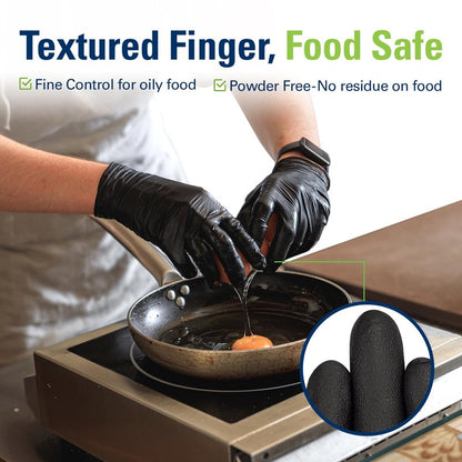 SWIFTLITE Nitrile Gloves, Disposable Black Gloves, Food Safe Rubber Gloves, Latex-Free, Powder-Free for Cooking, Cleaning, Food Prep (X-Large, 1000 Counts)