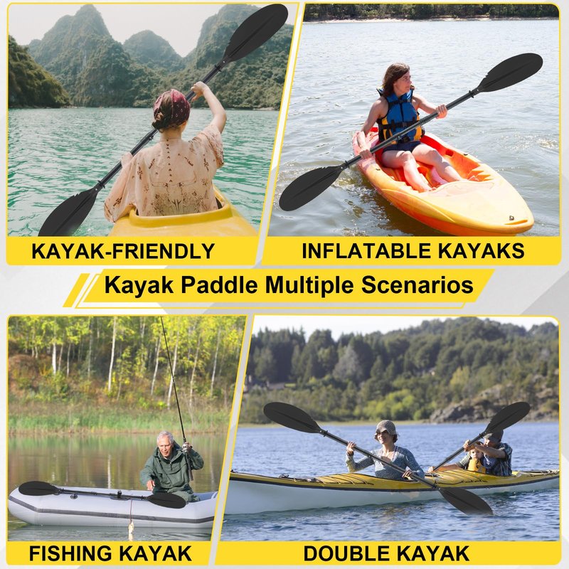 Frebuta Kayak Paddle for Adults,70 to 96in Paddle Board Paddles Telescopic Frosted Pipe Shaft Kayaking Boating Canoeing with 1 Free Paddle Leash Double Oar Float Paddle Sturdy Durable Extendable