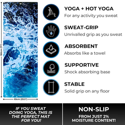 Plyopic. All In One Yoga Mat | Luxury Sweat-Grip Mat/Towel Combo | Ideal for Yoga, Hot Yoga, Bikram, Pilates, Workout & Exercise | Eco-Friendly Natural Rubber
