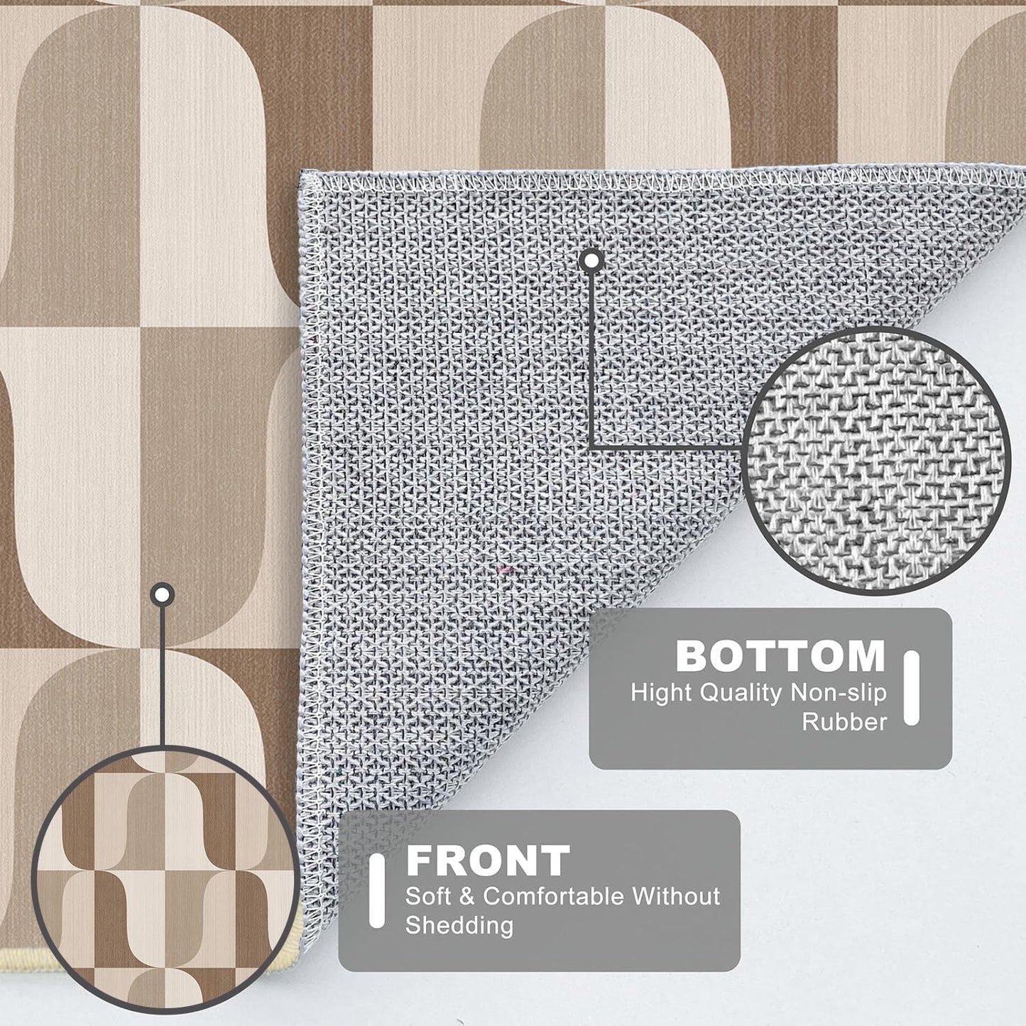 Modern Geometric 2x3 Rug for Entryway Neutral Beige Brown Abstract Mid Century Modern Area Rug Machine Washable Door Mat Small Rugs Non-Slip Printed Low-Pile Floor Carpet for Bathroom Kitchen Laundry
