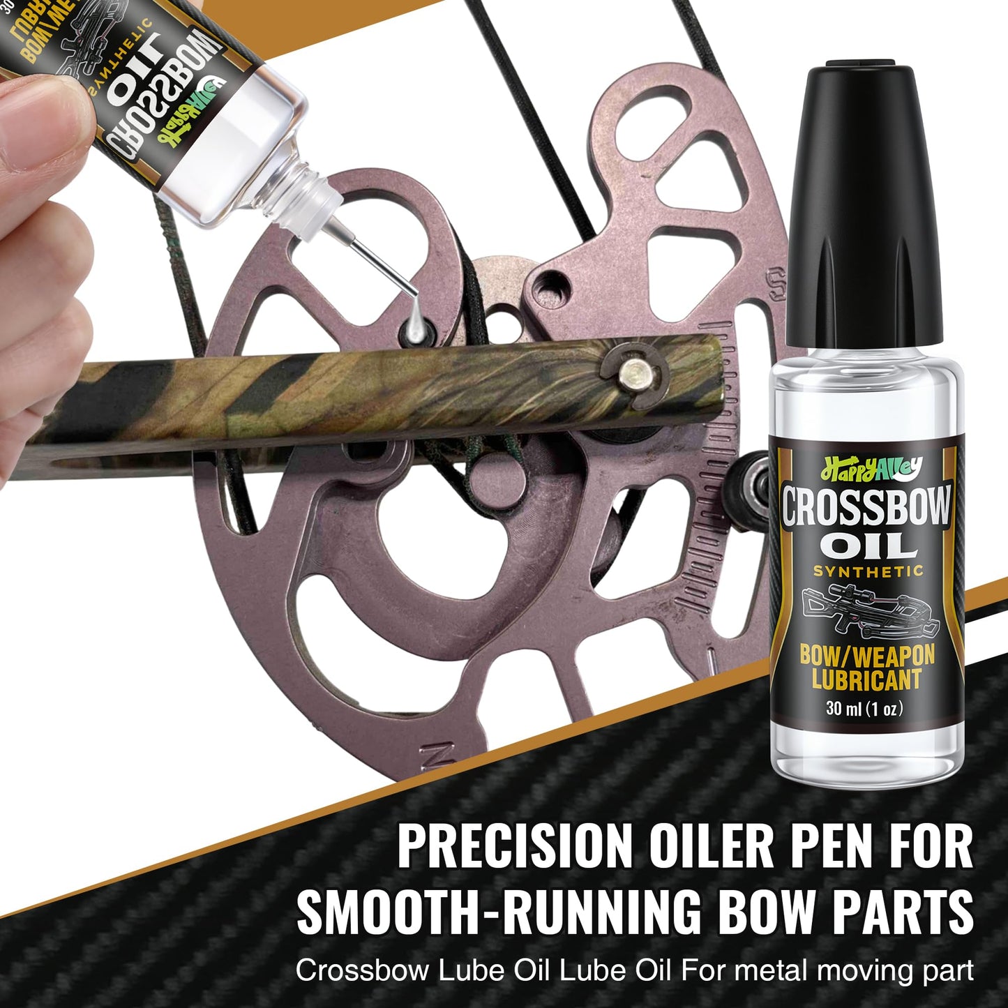 HappyAlley Crossbow Rail Lube & Oil Set with Precision Applicator, 1 oz Crossbow Rail Lubricant and 1 oz Cross Bow Lube for Reduced Friction and Smooth Cross Bow Operation