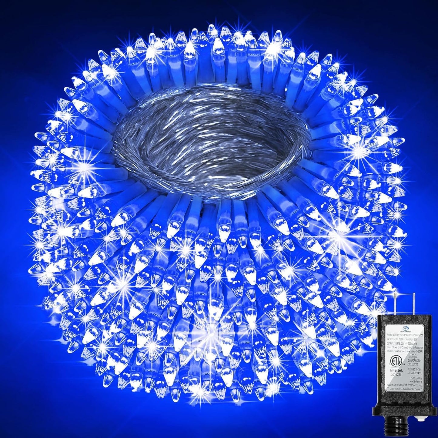 750 LED 240FT Christmas String Lights Outdoor, 12 Pro Modes and Timer Memory & Brightness, Plug in Outdoor Waterproof Clear Wire Twinkle Light for for Xmas Yard Tree Wedding Party Decor (Blue)
