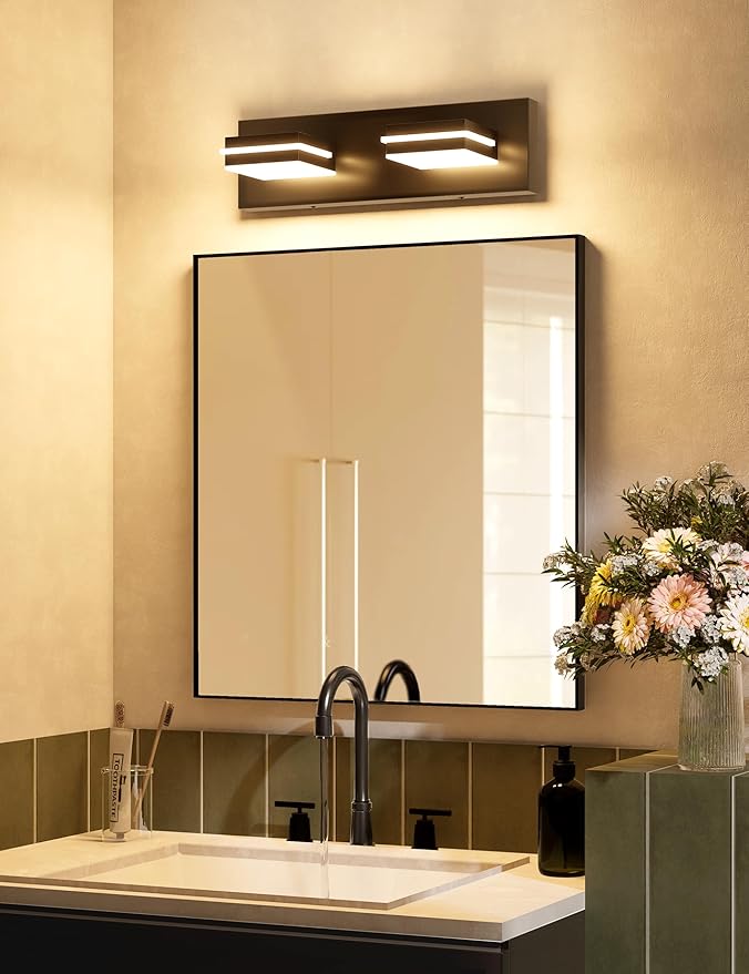 VOLISUN 5CCT Dimmable Bathroom Light Fixtures Over Mirror, Modern Bathroom Vanity Light Fixtures, 360°Rotatable Head, Black LED Vanity Lights for Bathrooms(15.5-Inch)