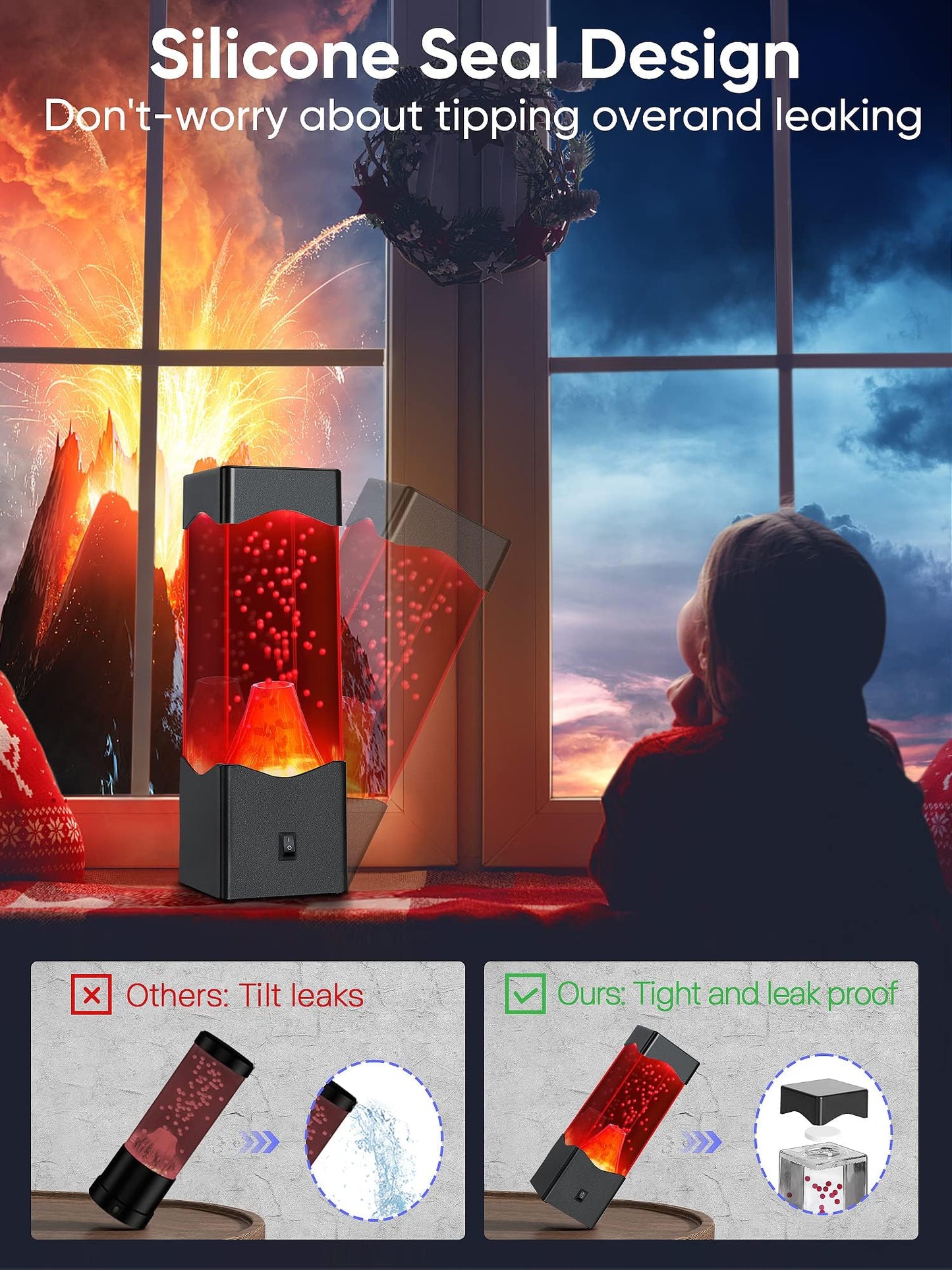 Volcano Night Light for Kids Adults,Fun Kids Gifts for Birthday Christmas,Unique Home Bedroom Bed Desk Decor Mood Light,Volcanic Science Kit Educate Autistic Toys,Bedside Table lamp for Son Grandson