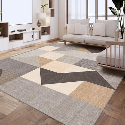 HOMFINE Modern Geometric Area Rug – Machine Washable & Non Slip, Soft Non Shedding Rug for Living Room and Bedroom - Grey Brown, 5'x7'