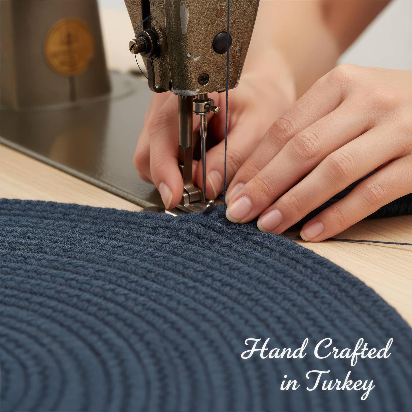 Kitchen Braided Rug - Navy Blue Braided Rugs for Entryway - Reversible Indoor/Outdoor Primitive Rug - Easy Clean Bathroom Mat - Oval 2' X 3'