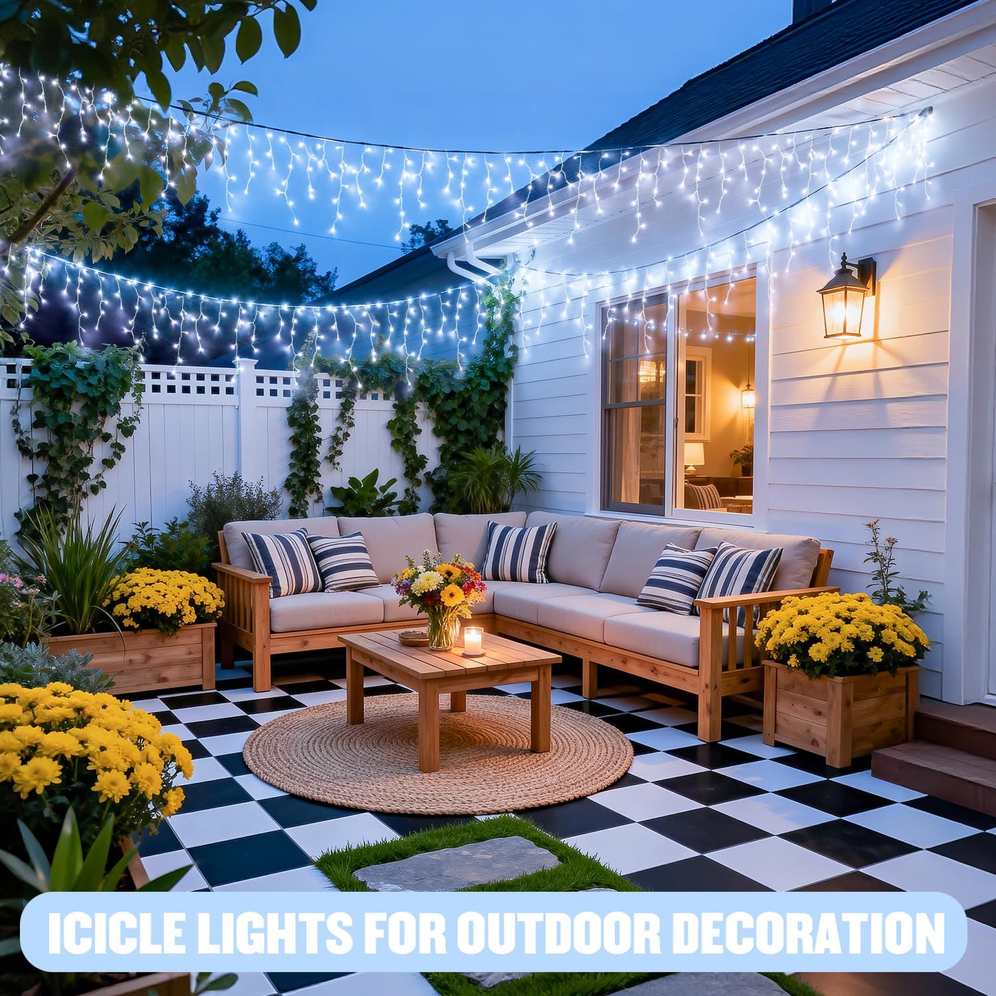 JMEXSUSS 400 LED White Christmas Icicle Lights, 38.8ft Connectable Icicle Lights for Outside Outdoor Indoor Plug in, String Light for House Patio Party Room Holiday Christmas Decorations