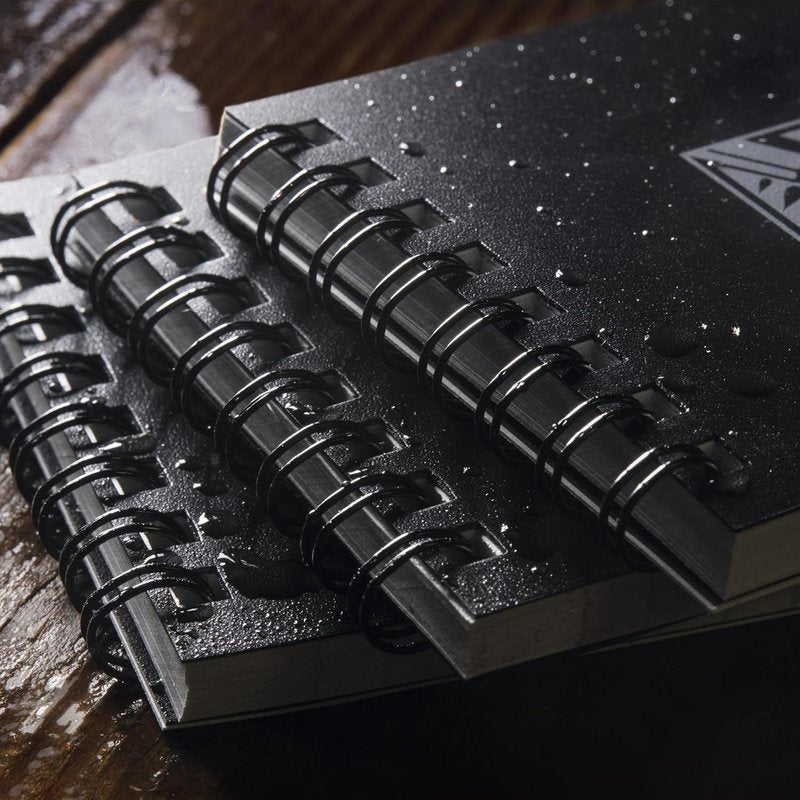 Weatherproof Top Spiral Notebook - Rite in the Rain | 3" x 5", Black Cover, Universal Pattern, 3 Pack