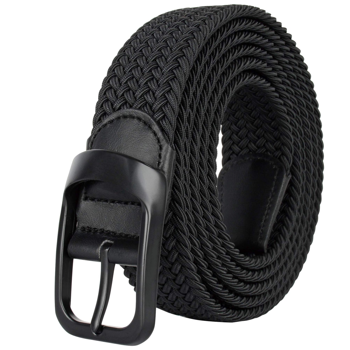 Drizzte Plus Size Mens Belt 67'' Casual Elastic Black Braided Stretchy Fabric Web Belts