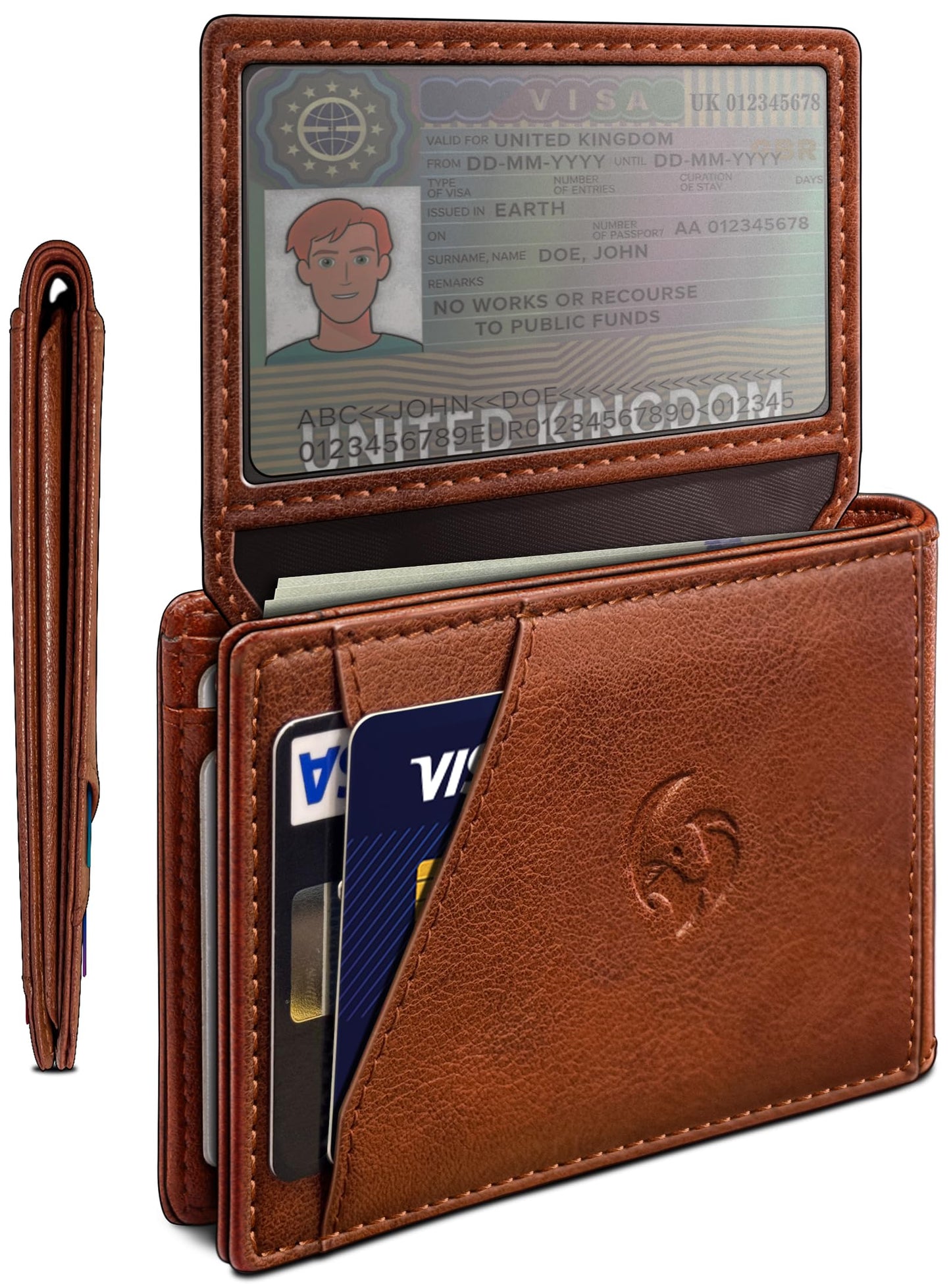 Housmai Mens Wallet: 2 ID Windows & 13 Card Slots Slim Leather Bifold, RFID Blocking Front Pocket Wallet for Men, Gift Box