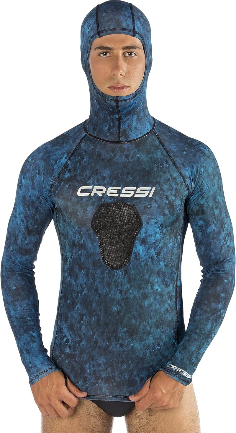 Cressi Hunter Hooded Rash Guard Top | Long Sleeve UV Protection Swimwear