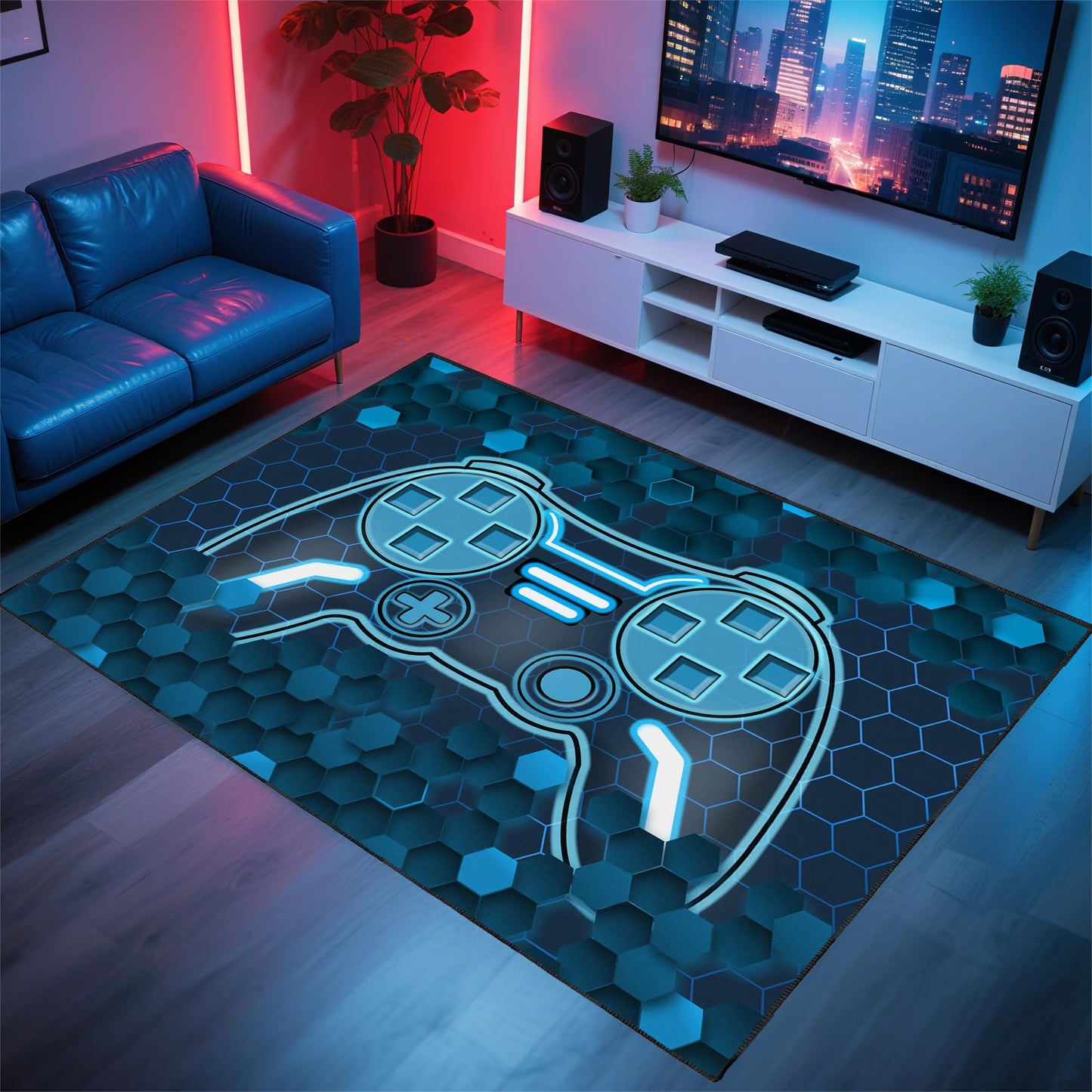 Gamer Rug for Room,3'x5' Gaming Rugs with Non-Slip Backing,Game Room Carpet for Bedroom and Livingroom Decor