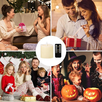600H Flameless Pillar Candles with Remote & Timer - 3x3 Battery Operated Realistic Flickering LED, Smokeless Safe Drip-Free for Indoor Outdoor Home Wedding Decor (Ivory, 1-Pack)