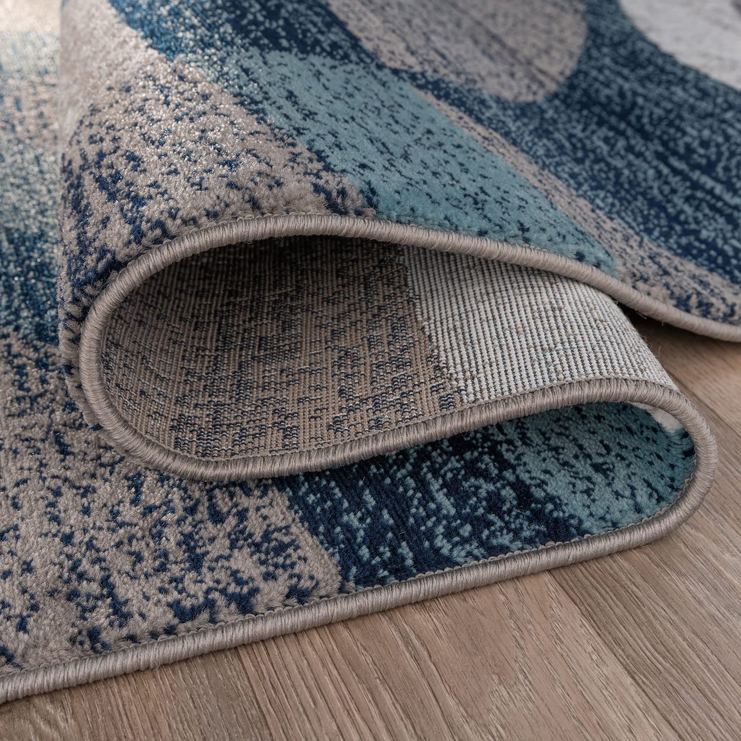 Rugshop Blue Modern Geometric Indoor Area Rug, Overlapping Circle Pattern, Fade Resistant, Non-Shedding, for Living Room, Bedroom and Home Office, 5'3" x 7'3"