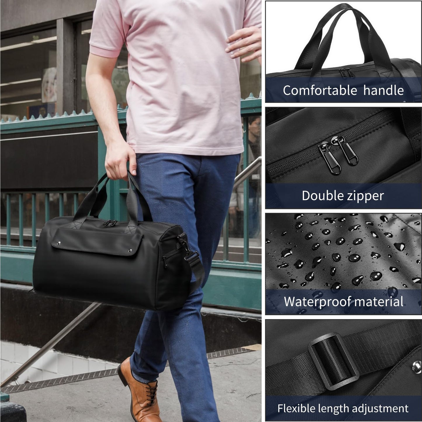 reeyee 13L Small Gym Bag for Men，personal item Travel Mini Duffel Bags with Shoe Compartment, carryon satchel plane bags，840D Cordura Water-Resistant