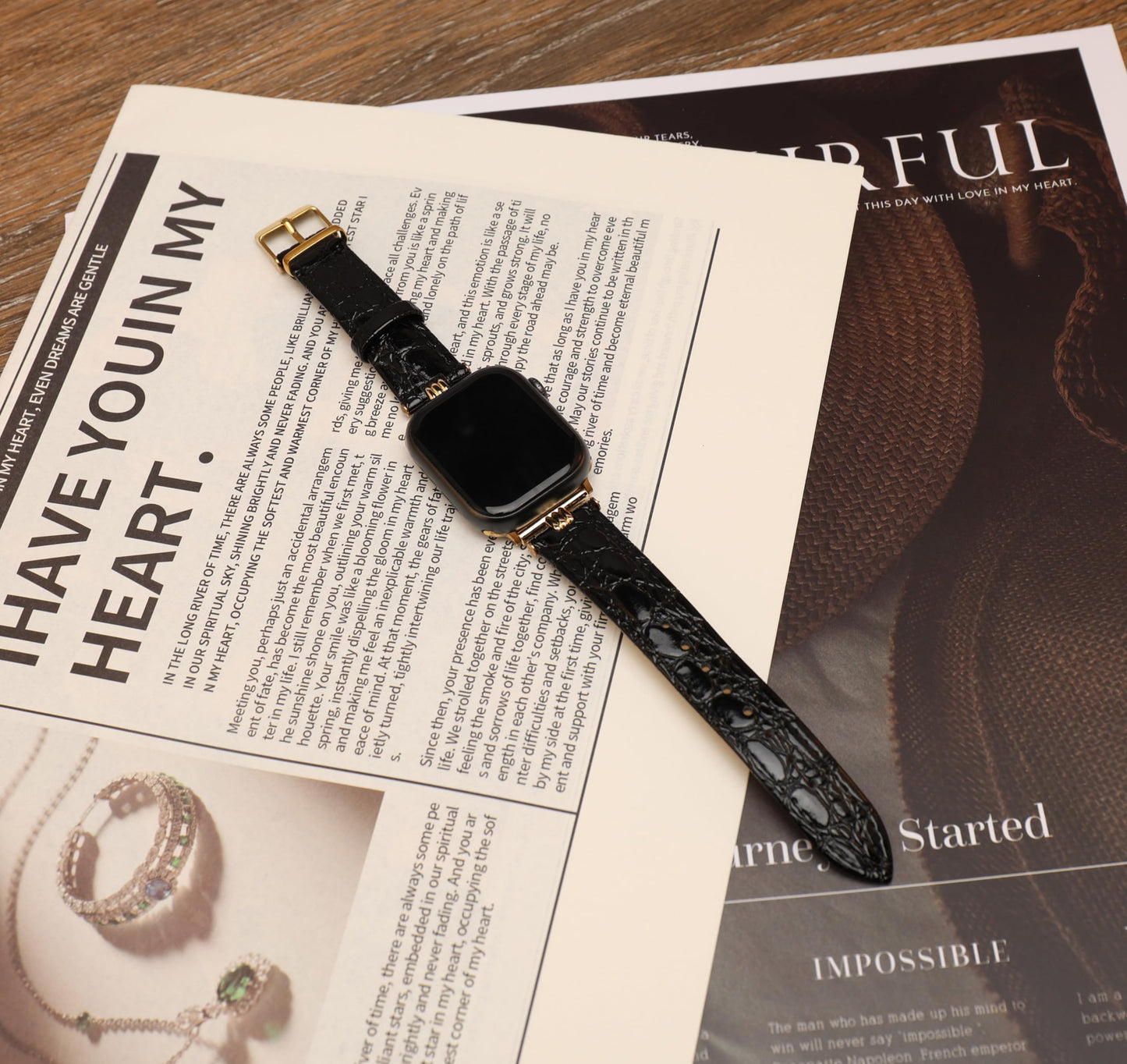 SNAKSTON Premium Faux Crocodile Leather Watch Band Compatible with Apple Watch Series Elegant Luxury Fashion Replacement Strap for Women Men Multi-Size Fit Luxury Multi-Tone Metal Buckle for iWatch Series 11/10/9/8/7/6/5/4/3/2/1/Ultra/SE (black, 42mm/44mm