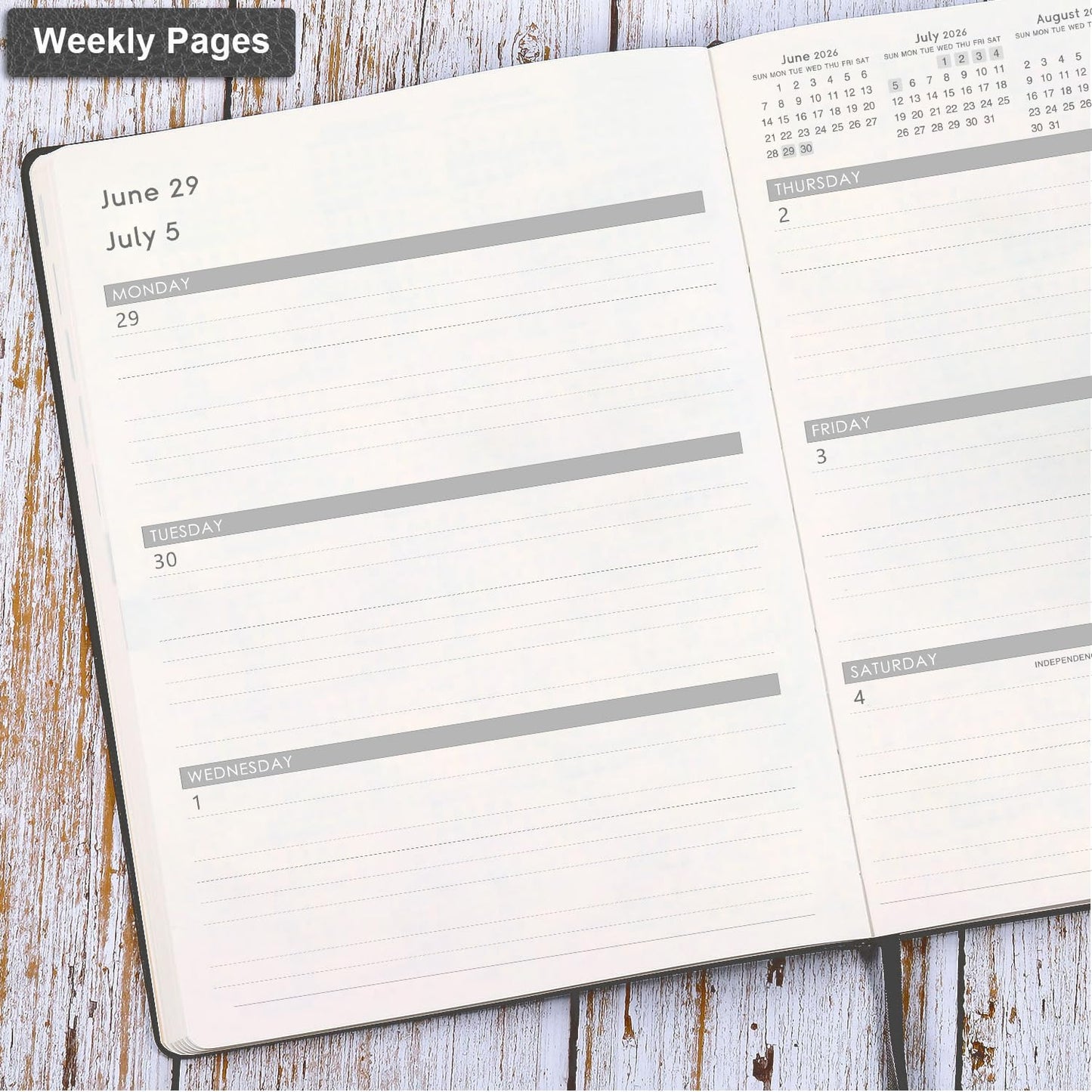 Planner 2026-2027 - 8.5" x 11" 2026-2027 Planner Weekly and Monthly, July 2026 - June 2027, Faux Leather Cover, Pen Holder, Pocket, 25 Notes Pages, A4 Premium Paper - Gray