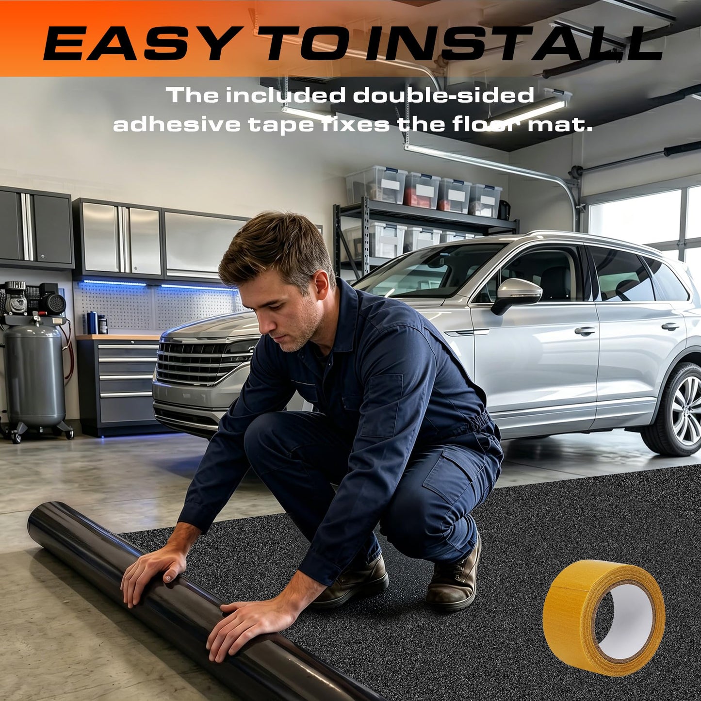 8.8 x 22 FT Garage Floor Mat,Oil Spill Resistant Garage Pad,Garage Flooring