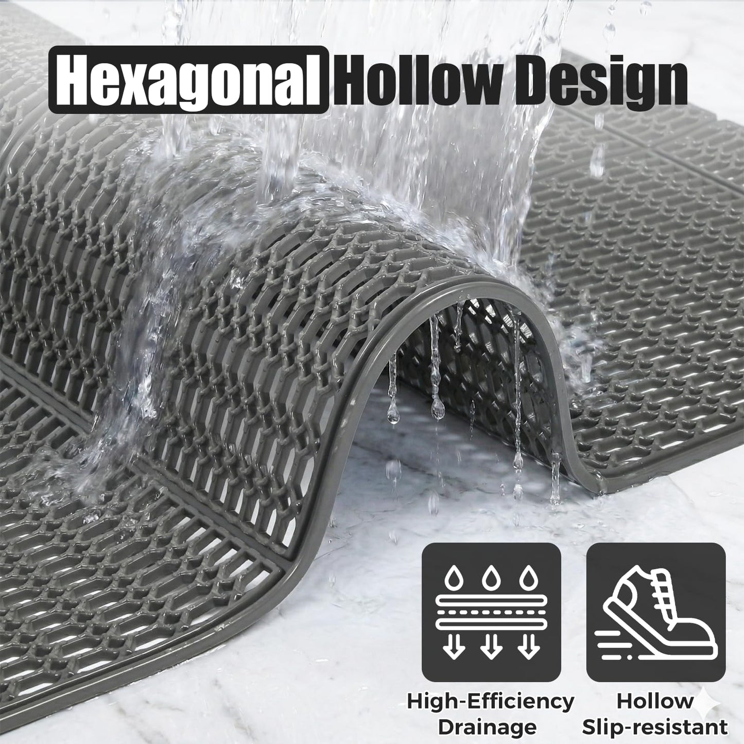3FT*10FT Commercial Drainage Mat Non Slip Pool Mat PVC Matting Waterproof Mesh Hollow Mat for Pool Bathroom Garage Kitchen Drain Wet Area