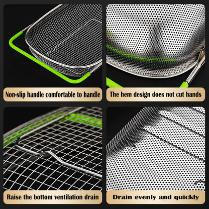 Tenta Tenta Kitchen Over Sink Strainer Colander Basket Stainless Steel For Kitchen with Rubber Grip, Large Kitchen collapsible colander, Dishwasher Safe Draine Strain Fruits,Vegetables,Pasta,Greens.