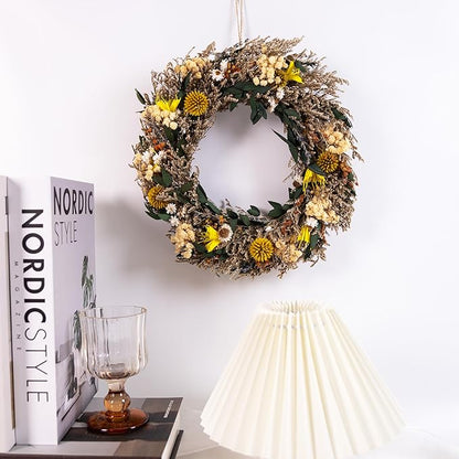 Handmade Dried Flower Wreath – 10 Inch Real Plant Floral Ring, Rustic Boho Wall Decor for Home, Front Door, Wedding, Fall Decor