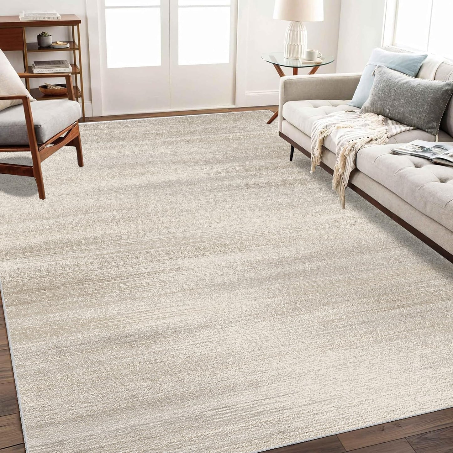 Enkor Area Rugs 5x7 Washable Non Slip Abstract Soft Rugs for Living Room Bedroom, Modern Mat for Kitchen Entryway Beige & Grey