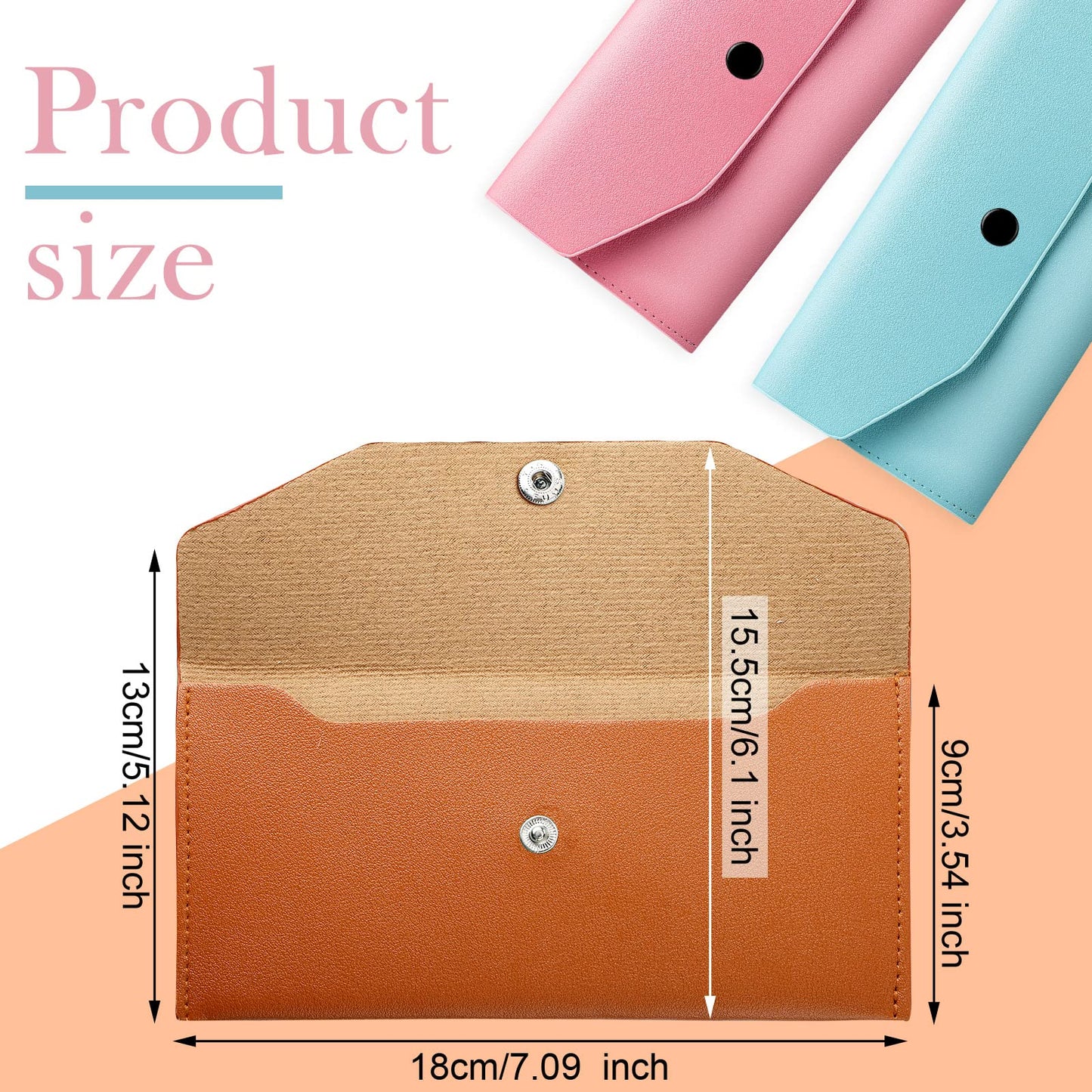 Kacctyen 12 Pcs Leather Cash Envelope Wallet Cash Wallet Envelope PU Leather Retro colored Money Pouch Bag Reusable Check Budget Money Purse for Women Saving Bill Planner Receipts Waterproof Holder