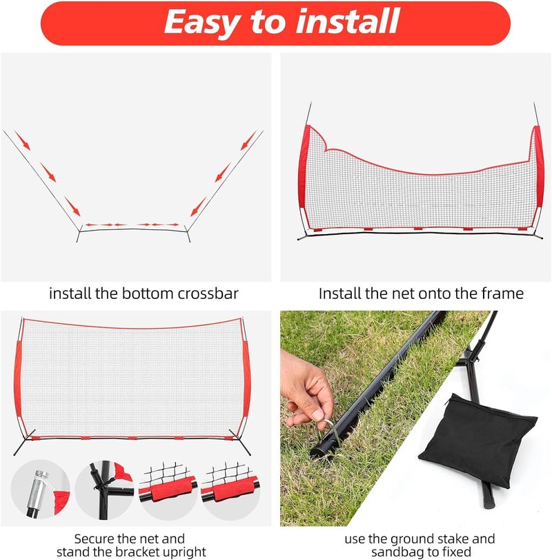 Portable Backstop Net - 7x7ft, 10x16ft & 10x20ft Sizes | Durable Sports Equipment