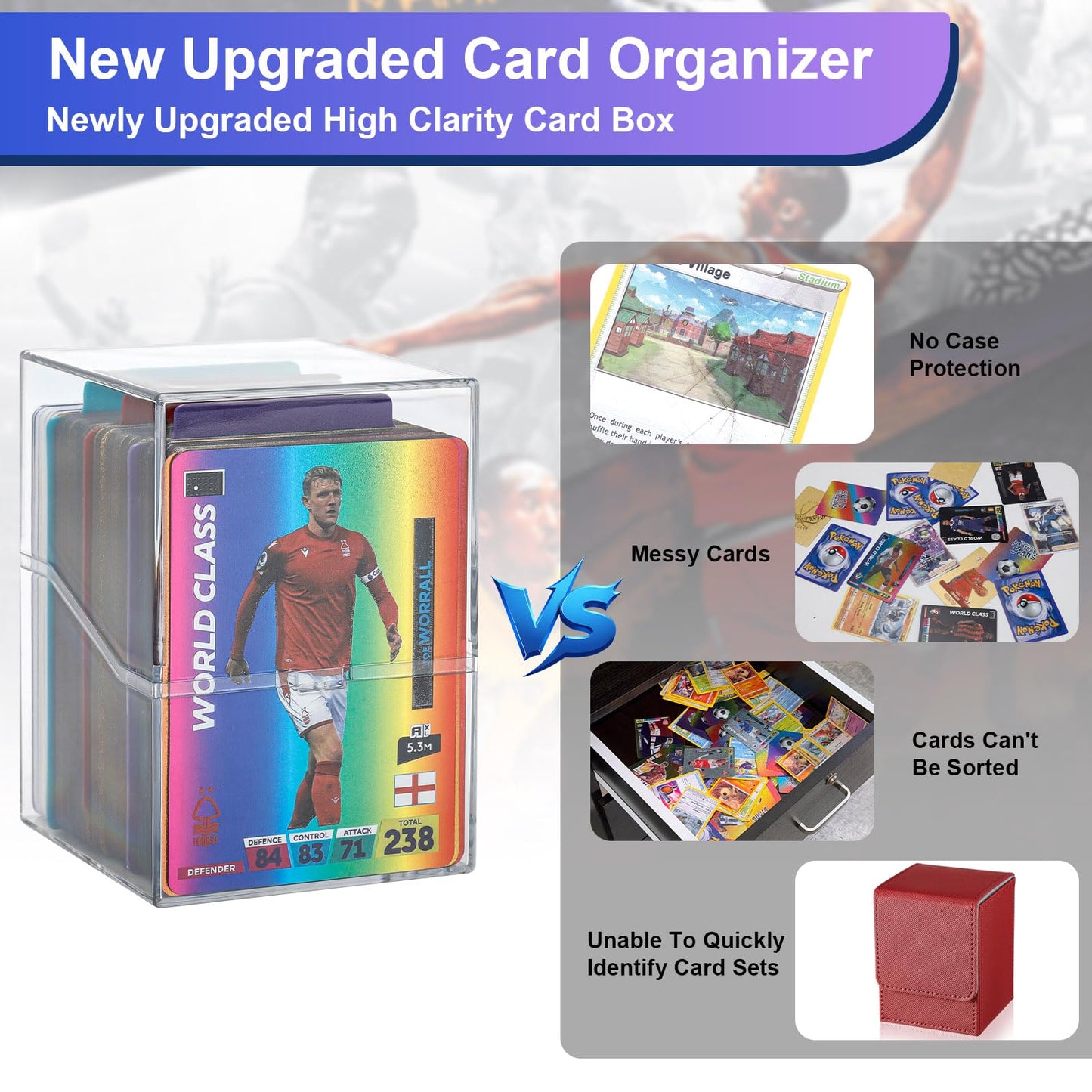 guaiboshi 6 Pack Card Deck Boxes: Transparent Storage for TCG, MTG, YuGiOh, Sport Cards and Other Collectible Cards – Compact Clear Organizers, Holds 800+ Cards, Ideal for Collection and Storage