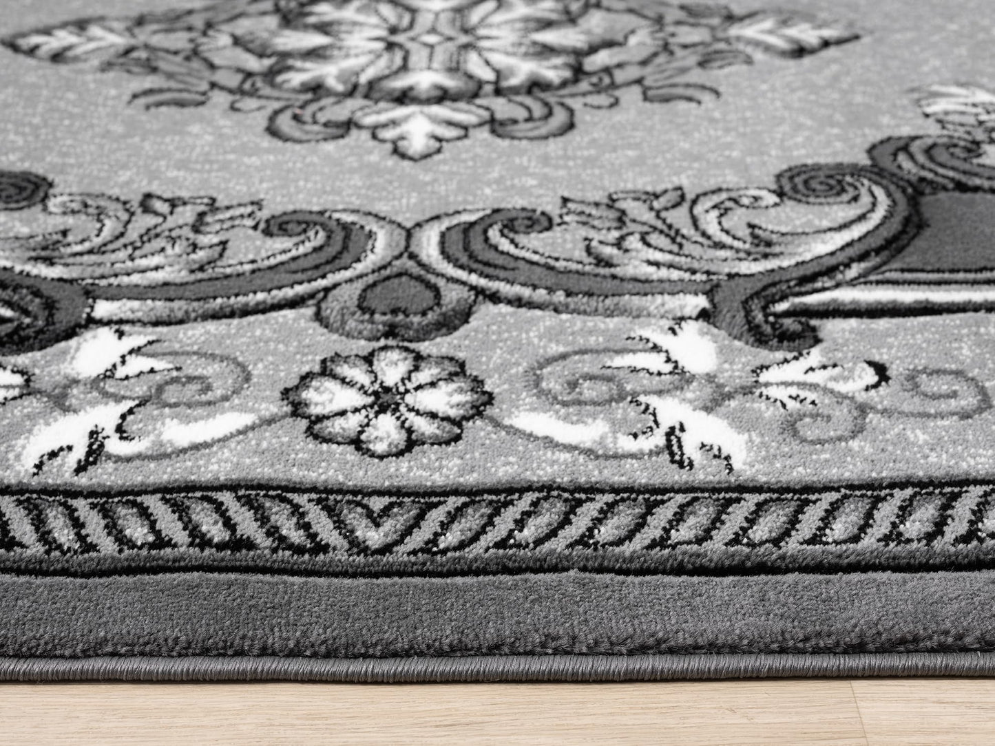 Modern Traditional Area Rug Hand Carved Oriental Floral Bohemian Vibrant Colors Carpet for Living Room Bedroom Design 9206 (Grey, 5' x 7')