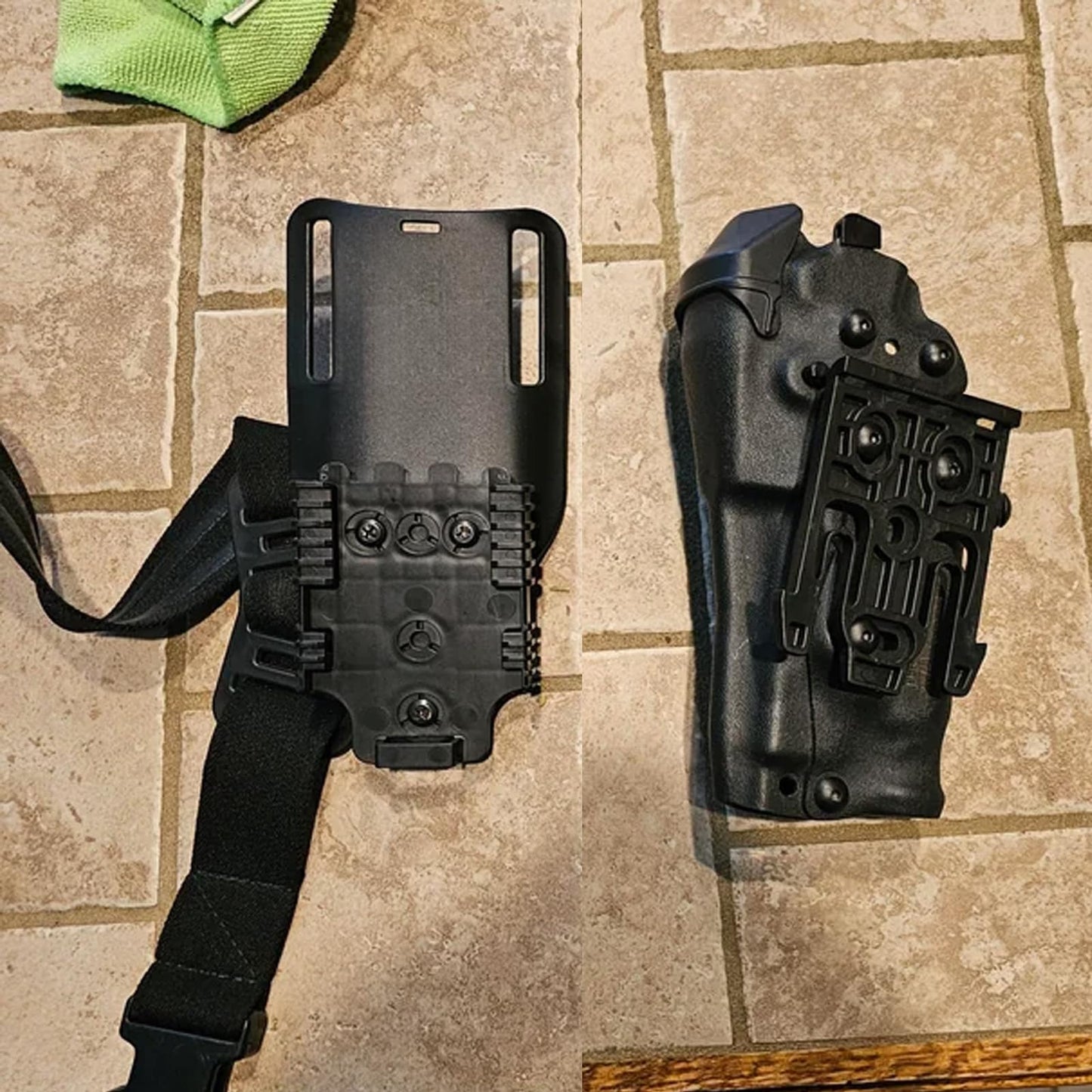 VCQIEO QLS Quick Locking System Kits with 2" Mid/Low Ride Belt Loop Adapter, Drop Leg Holster Platform, Qls Fork and Duty Receiver Plate 19 22 & Elastic Leg Strap, Black