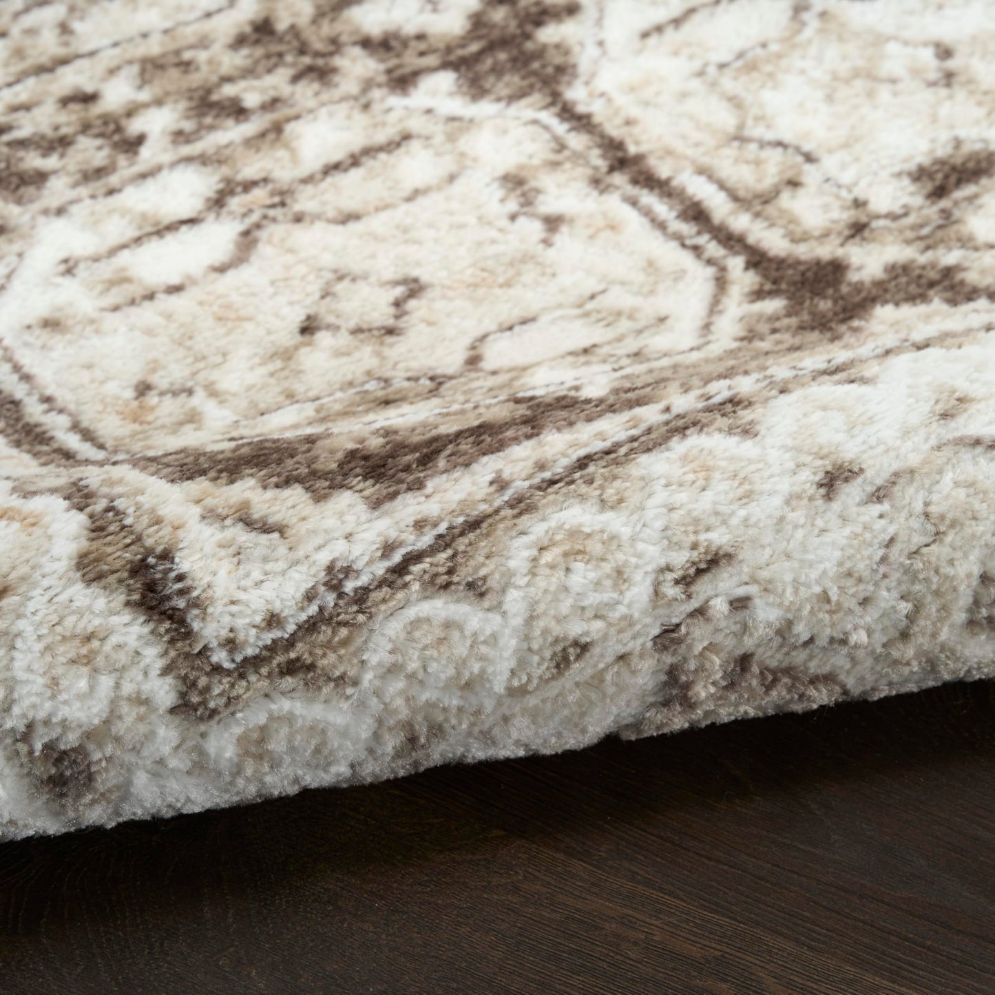 Nourison Home Dekor Ivory Brown 5'3" x 7' Area Rug - Easy Clean, Non Shedding, Bed Room, Living Room, Dining Room, Kitchen (5' x 7')
