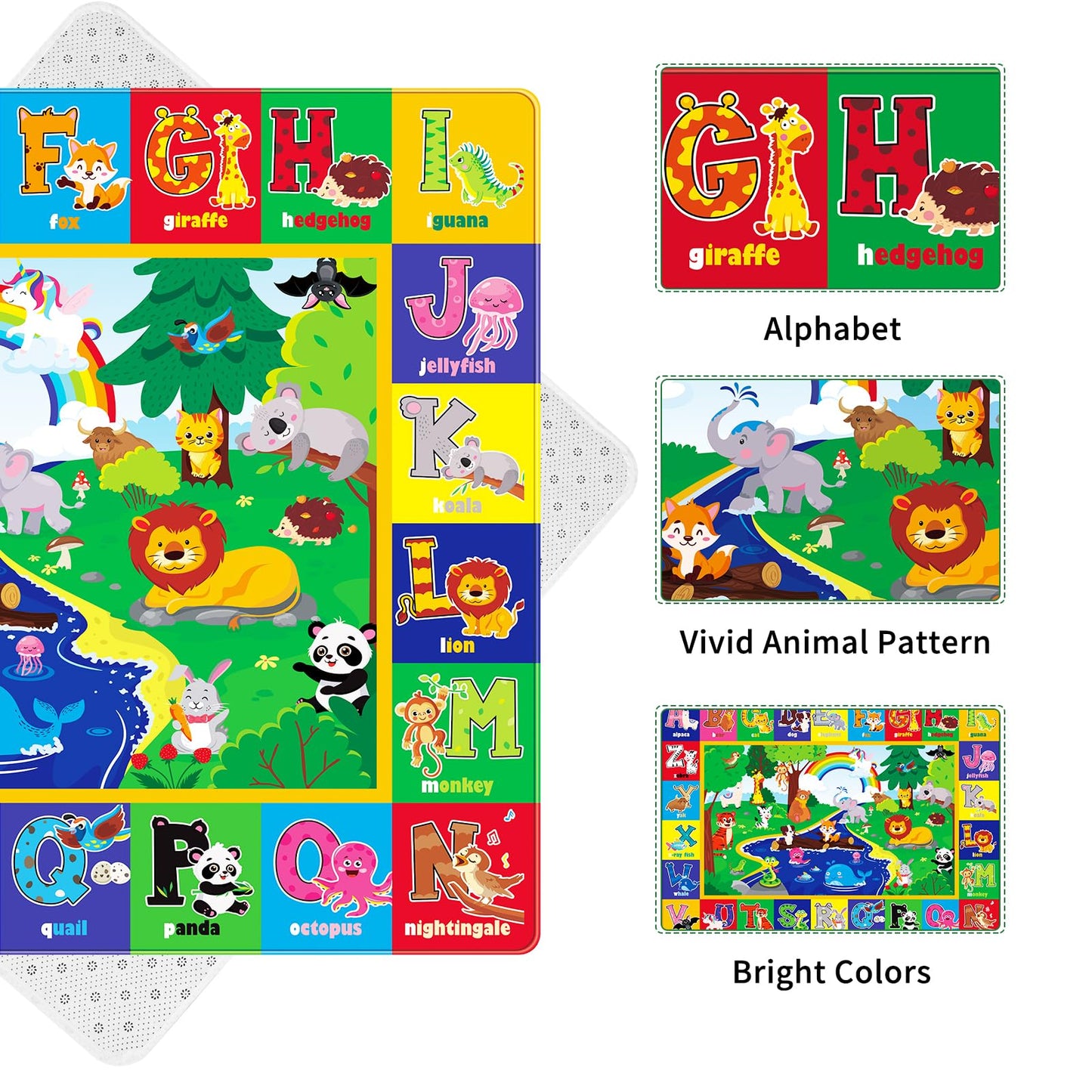 Soft Non-Toxic Baby Play Mat with ABC Alphabet - Foldable Crawling Mat for Infants & Toddlers, Extra Thick Floor Mat for Nursery, Playroom, Daycare | Non-Slip, Machine Washable (78.7X59 INCH)
