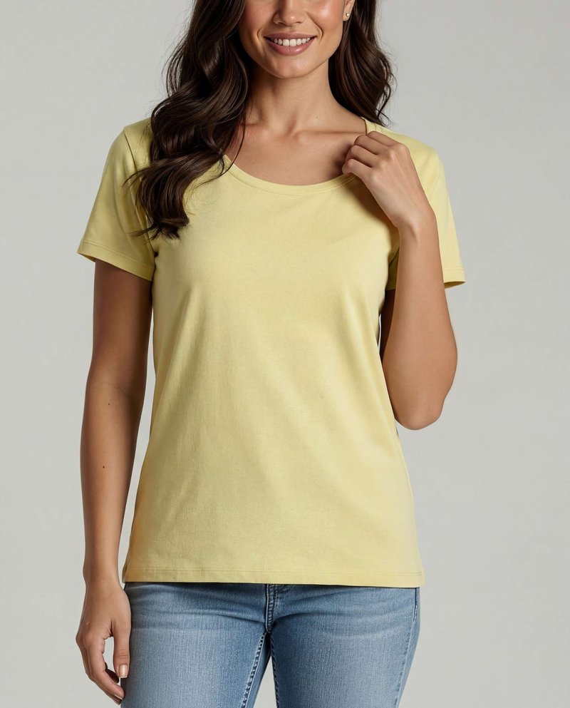 Real Essentials 4 Pack: Women's Cotton Short Sleeve T-Shirt - Casual Scoop Crew Neck Tops Tee (Available in Plus Size)