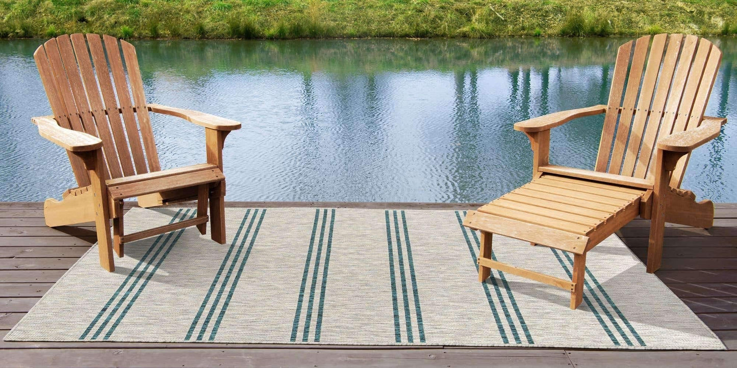 Unique Loom Outdoor Collection Area Rug - Anguilla (7' 10" x 10' Rectangle, Light Gray/ Teal)