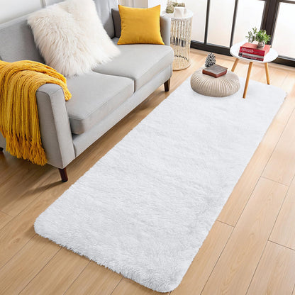 OLANLY 2x4 Machine Washable Runner Rugs for Hallway, Soft Fluffy Shaggy Bedside Rugs for Bedroom, Living Room, Indoor Floor Carpet for Kids Girls and Boys, Nursery Rooms, Home Decor Aesthetic, White