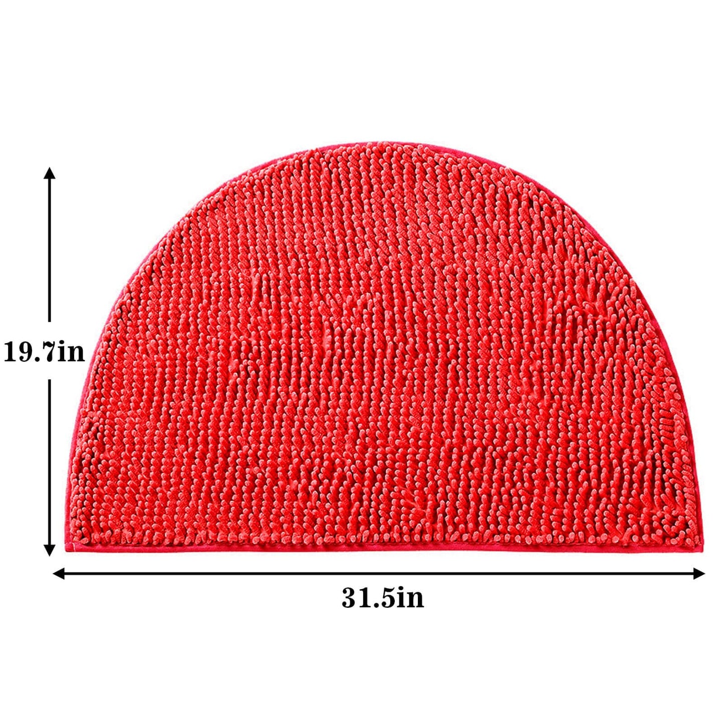 Eanpet Half Round Bath Mat Red Bathroom Rugs Semicircle Chenille Bath Rugs Water Absorbent Floor Mats for Kids Washable Bathroom Shower Mat Area Rugs (19.2" x 31.1")